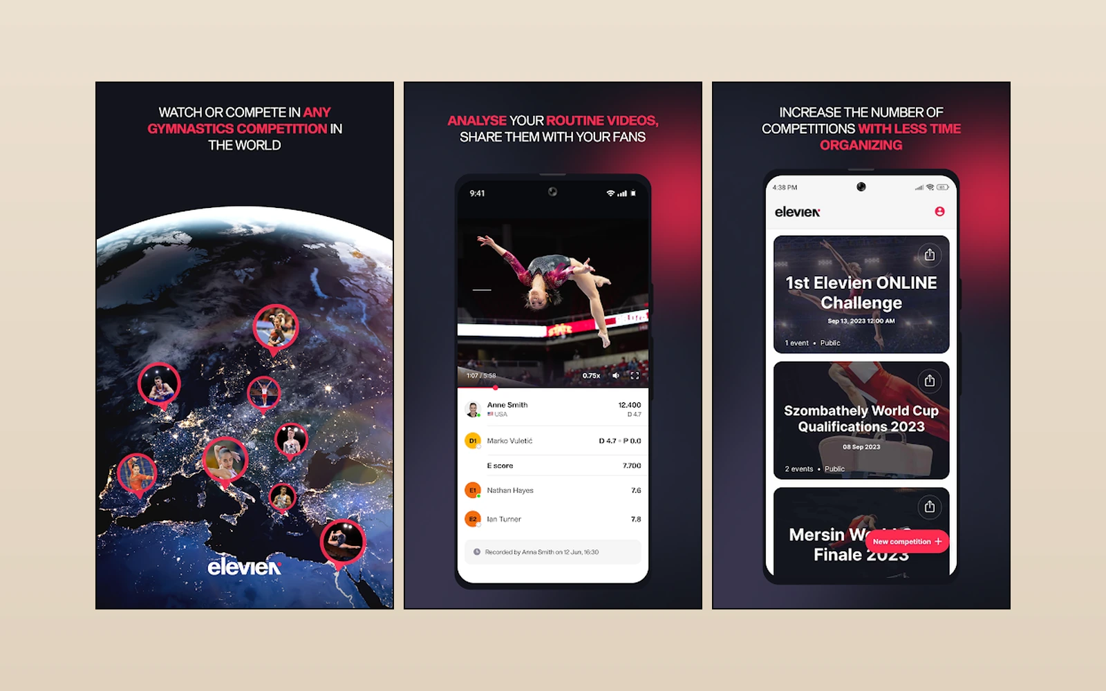 Elevien: world map of gymnastics competitions to watch or compete in